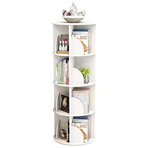GHKFEJGDEN Drehbares Bücherregal, 2/3/4-stufige Lagerregale, 360 ° drehbares Bücherregal, modern und Design, für Büro, Schlafzimmer, Wohnzimmer, Bibliothek (Farbe: Weiß, Größe: 40 x 40 x 128 cm) von GHKFEJGDEN