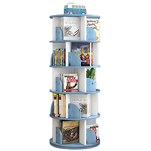 GHKFEJGDEN Drehbares Bücherregal, 3/4/5-stöckige Lagerregale, 360 ° drehbares Bücherregal, Ausstellungsregal, Standregal (Farbe: Weiß, Größe: 46 x 160 cm) von GHKFEJGDEN