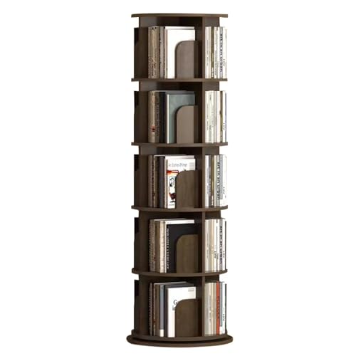 GHKFEJGDEN Drehbares Bücherregal, 360° drehbar, 2/3/4/5/6 Ebenen, bodenstehendes, drehbares Bücherregal, Turm, braun, für Wohnzimmer und Schlafzimmer (Größe: 46 x 159 cm) von GHKFEJGDEN