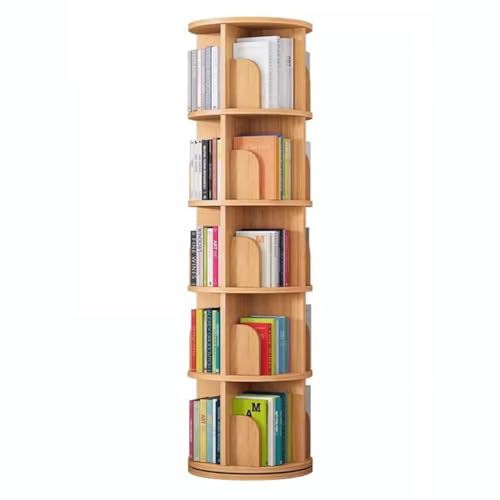 GHKFEJGDEN Drehbares Bücherregal, 360° drehbar, 2/3/4/5/6 Ebenen, drehbares Aufbewahrungsregal, bodenstehendes Bücherregal aus Holz für Wohnzimmer und Schlafzimmer (Größe: 46 x 159 cm) von GHKFEJGDEN