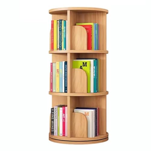 GHKFEJGDEN Drehbares Bücherregal, 360° drehbar, 2/3/4/5/6 Ebenen, drehbares Aufbewahrungsregal, bodenstehendes Bücherregal aus Holz für Wohnzimmer und Schlafzimmer (Größe: 46 x 97 cm) von GHKFEJGDEN