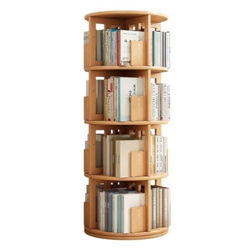GHKFEJGDEN Drehbares Bücherregal aus Holz, um 360 Grad drehbar, Bilderbuchständer, Boden-Eck-Zeitschriftenständer für Schlafzimmer, Wohnzimmer, Arbeitszimmer, Büro (Holzfarbe: A, 45 x 130 cm) von GHKFEJGDEN