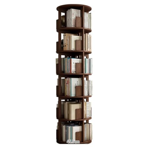 GHKFEJGDEN Drehbares Bücherregal aus Holz, um 360 Grad drehbar, Bilderbuchständer, Boden-Eck-Zeitschriftenständer für Schlafzimmer, Wohnzimmer, Arbeitszimmer, Büro (braun, 45 x 193 cm) von GHKFEJGDEN