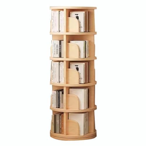 GHKFEJGDEN Drehbares Bücherregal mit 2/3/4/5/6 Ebenen, Massivholz, um 360 ° drehbar, bodenstehendes, drehbares Bücherregal für das Home-Office (Größe: 46 x 160 cm) von GHKFEJGDEN