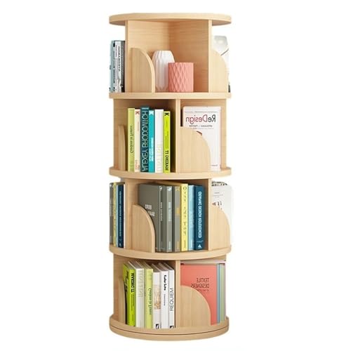 GHKFEJGDEN Drehbares Bücherregal mit 2/3/4/5/6 Ebenen, bodenstehendes Bücherregal aus Holz, Lagerregal für Kinderzimmer, Arbeitszimmer, Schlafzimmer, Wohnzimmer (Farbe: Braun, Größe: 40 x 128 cm) von GHKFEJGDEN
