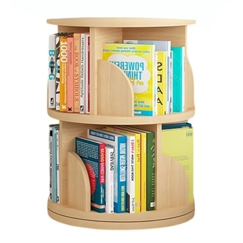GHKFEJGDEN Drehbares Bücherregal mit 2/3/4/5/6 Ebenen, bodenstehendes Bücherregal aus Holz, Lagerregal für Kinderzimmer, Arbeitszimmer, Schlafzimmer, Wohnzimmer (Farbe: Braun, Größe: 40 x 66 cm) von GHKFEJGDEN
