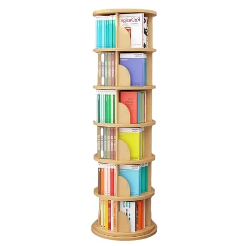 GHKFEJGDEN Drehbares Bücherregal mit 2/3/4/5/6 Ebenen, drehbarer Bücherregalturm für Eckbücherregale aus Holz, modernes Design, Büro, Schlafzimmer (46 x 190 cm) von GHKFEJGDEN
