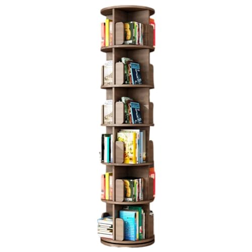 GHKFEJGDEN Drehbares Bücherregal mit 2/3/4/5/6 Ebenen, drehbares Bücherregal, 360 ° drehbares Lagerregal, bodenstehendes Bücherregal aus Holz, drehbares Eckregal (Farbe: Holz, Größe: 39 x 195 cm) von GHKFEJGDEN