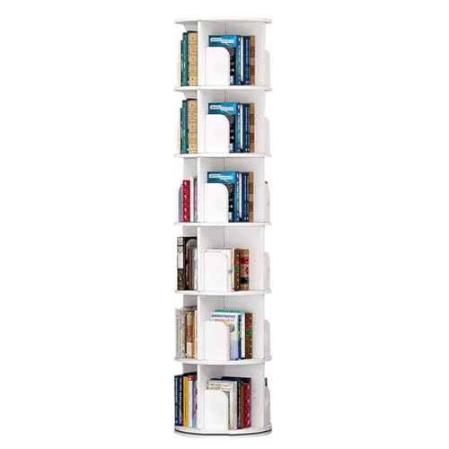 GHKFEJGDEN Drehbares Bücherregal mit 2/3/4/5/6 Ebenen, um 360 ° drehbares Bücherregal, bodenstehendes Eckregal, Bücheraufbewahrungsregal für das Home-Office (46 x 190 cm) von GHKFEJGDEN