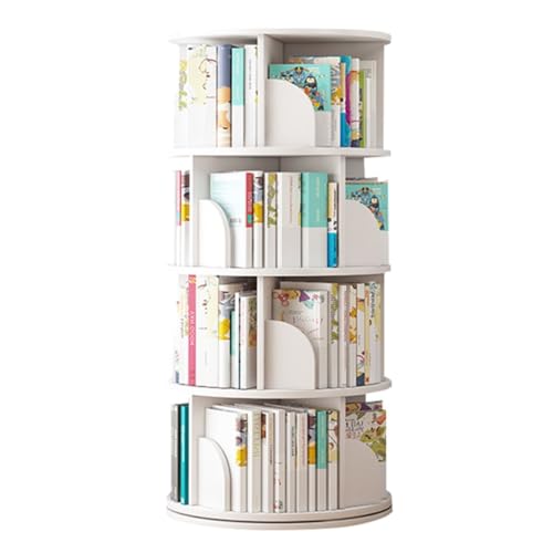 GHKFEJGDEN Drehbares Bücherregal mit 2/3/4/5 Ebenen, Kinderbücherregal, bodenstehendes Bücherregal aus Holz, Ecklagerregal, multifunktionaler Display-Organizer für das Home-Office, weiß (40 x 128 cm) GHKFEJGDEN Drehbares Bücherregal mit 2/3/4/5 Ebenen, Kinderbücherregal, bodenstehendes Bücherregal aus Holz, Ecklagerregal, multifunktionaler Display-Organizer für das Home-Office, weiß (40 x 128 cm) von GHKFEJGDEN