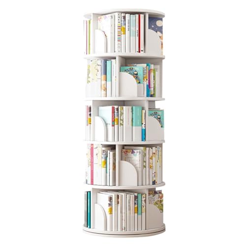 GHKFEJGDEN Drehbares Bücherregal mit 2/3/4/5 Ebenen, Kinderbücherregal, bodenstehendes Bücherregal aus Holz, Ecklagerregal, multifunktionaler Display-Organizer für das Home-Office, weiß (40 x 159 cm) GHKFEJGDEN Drehbares Bücherregal mit 2/3/4/5 Ebenen, Kinderbücherregal, bodenstehendes Bücherregal aus Holz, Ecklagerregal, multifunktionaler Display-Organizer für das Home-Office, weiß (40 x 159 cm) von GHKFEJGDEN