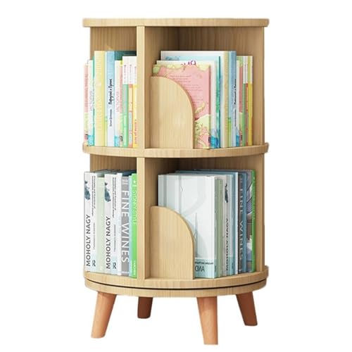 GHKFEJGDEN Drehbares Bücherregal mit 2/3/4/5 Ebenen, bodenstehendes Bücherregal, Lagerregal mit Beinen für Kinderzimmer, Arbeitszimmer, Schlafzimmer, Wohnzimmer (Farbe: Holz, Größe: 39 x 76 cm) von GHKFEJGDEN