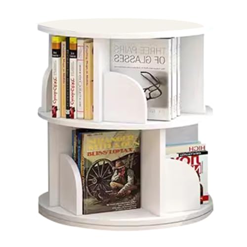GHKFEJGDEN Drehbares Bücherregal mit 360°, 2/3/4/5/6 Ebenen, weißes Bücherregal, drehbares rundes Bücherregal, drehbares Eckregal für Zuhause, Wohnzimmer, Schlafzimmer (Größe: 40 x 66 cm) von GHKFEJGDEN