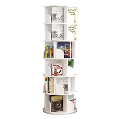 GHKFEJGDEN Drehbares Bücherregal mit 360°, 2/3/4/5/6 Ebenen, weißes Bücherregal, drehbares rundes Bücherregal, drehbares Eckregal für das Wohnzimmer und Schlafzimmer zu Hause (Größe: 40 x 190 cm) GHKFEJGDEN Drehbares Bücherregal mit 360°, 2/3/4/5/6 Ebenen, weißes Bücherregal, drehbares rundes Bücherregal, drehbares Eckregal für das Wohnzimmer und Schlafzimmer zu Hause (Größe: 40 x 190 cm) von GHKFEJGDEN