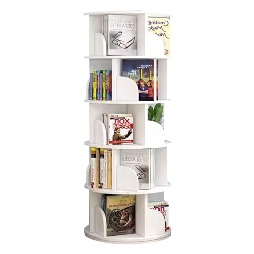 GHKFEJGDEN Drehbares Bücherregal mit 360°-Auflage, 2/3/4/5/6 Ebenen, weißes Bücherregal, drehbares rundes Bücherregal, drehbares Eckregal für das Wohnzimmer/Schlafzimmer zu Hause (Größe: 40 x 159 cm) GHKFEJGDEN Drehbares Bücherregal mit 360°-Auflage, 2/3/4/5/6 Ebenen, weißes Bücherregal, drehbares rundes Bücherregal, drehbares Eckregal für das Wohnzimmer/Schlafzimmer zu Hause (Größe: 40 x 159 cm) von GHKFEJGDEN