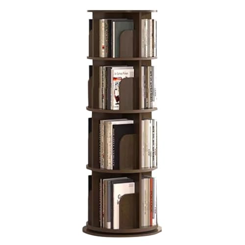 GHKFEJGDEN Drehbares Bücherregal mit 5/6 Ebenen, um 360 ° drehbar, bodenstehendes Bücherregal, drehbares Eckregal für das Wohnzimmer und Schlafzimmer zu Hause (braun, 50 x 128 cm) von GHKFEJGDEN