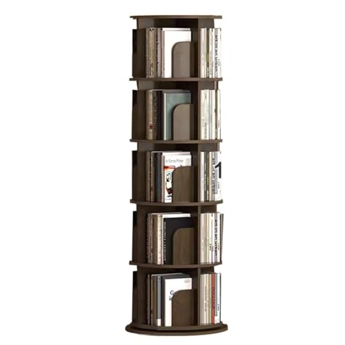 GHKFEJGDEN Drehbares Bücherregal mit 5/6 Ebenen, um 360 ° drehbar, bodenstehendes Bücherregal, drehbares Eckregal für das Wohnzimmer und Schlafzimmer zu Hause (braun, 50 x 159 cm) von GHKFEJGDEN