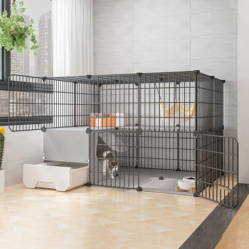 GHKFEJGDEN Katzenkäfige Indoor Groß mit Katzenklo Draht Katzenkäfig Faltbarer Katzenkäfig Tragbarer Meerschweinchenkäfig mit Harz-Fußpolster - Schwarz/Gelb - 10 Größen GHKFEJGDEN Katzenkäfige Indoor Groß mit Katzenklo Draht Katzenkäfig Faltbarer Katzenkäfig Tragbarer Meerschweinchenkäfig mit Harz-Fußpolster - Schwarz/Gelb - 10 Größen von GHKFEJGDEN