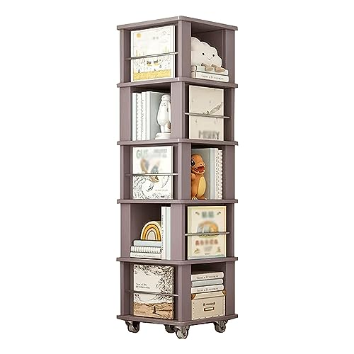 GHKFEJGDEN Modernes drehbares Bücherregal, großes Stauraum-Bücherregal, Bodenregal, Bücherregal für Wohnzimmer, Arbeitszimmer, Bücherregal mit 4 Rollen von GHKFEJGDEN