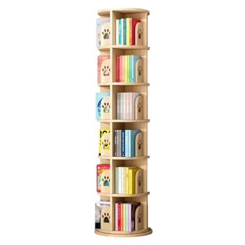 GHKFEJGDEN Rotierendes Bücherregal 2/3/4/5/6-stufig Kinderbücherregal Solides Lagerregal Runder Couchtisch Drehbarer Multifunktions-Display-Organizer Für Das Home-Office (49 * 191 cm) von GHKFEJGDEN