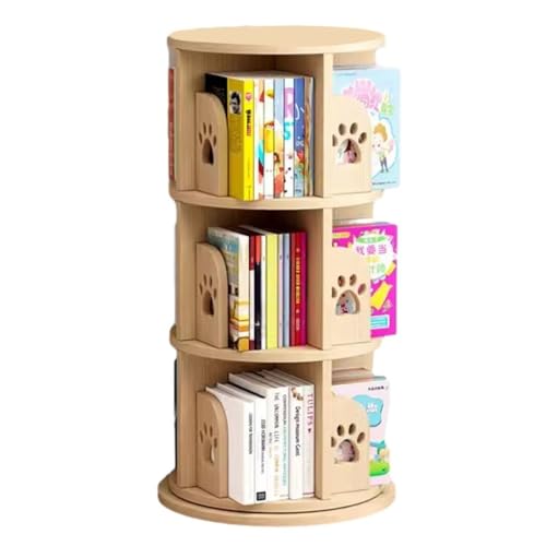 GHKFEJGDEN Rotierendes Bücherregal 2/3/4/5/6-stufig Kinderbücherregal Solides Lagerregal Runder Couchtisch Drehbarer Multifunktions-Display-Organizer Für Das Home-Office (49 * 98 cm) von GHKFEJGDEN