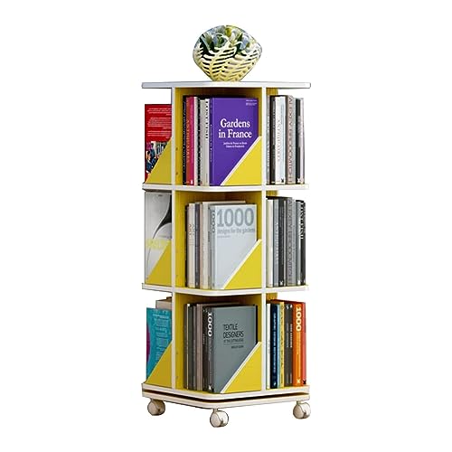 GHKFEJGDEN Rotierendes Bücherregal Spanplatte Bücherregal 360 ° Anzeige Abnehmbares Bücherregal mit 4 Rollen Rack Bücherregal von GHKFEJGDEN