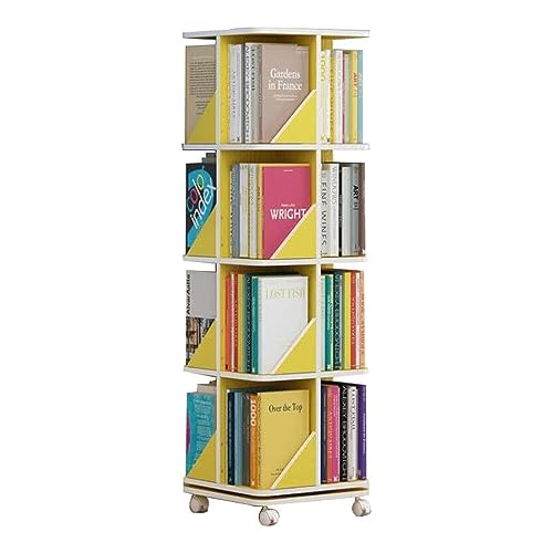 GHKFEJGDEN Rotierendes Bücherregal Spanplatte Bücherregal 360 ° Anzeige Abnehmbares Bücherregal mit 4 Rollen Rack Bücherregal von GHKFEJGDEN