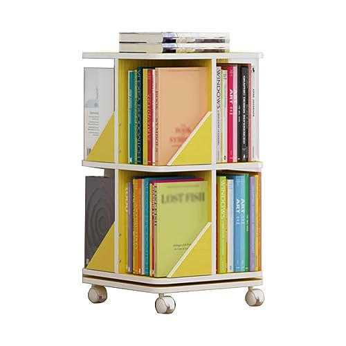 GHKFEJGDEN Rotierendes Bücherregal Spanplatte Bücherregal 360 ° Anzeige Abnehmbares Bücherregal mit 4 Rollen Rack Bücherregal von GHKFEJGDEN
