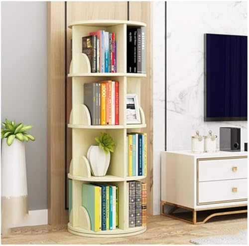 GHKFEJGDEN Rundes Bücherregal Stilvolles, einfaches Bücherregal Um 360 Grad drehbares, bodenstehendes Bücherregal Mehrschichtige Regale Gestell-Bücherregal von GHKFEJGDEN