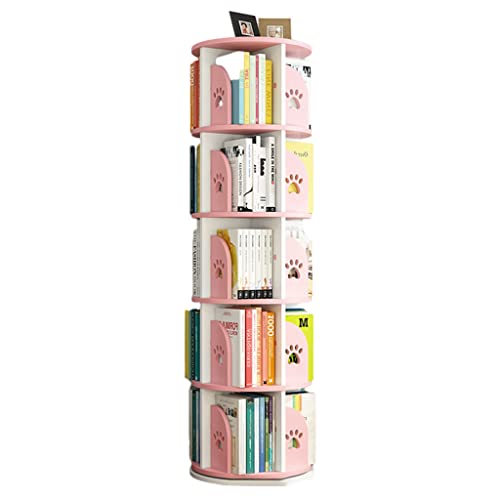 Kreatives, um 360 ° drehbares Bücherregal, einfach zu zerlegende Bücherregale, einfaches Eckbücherregal für Studenten, kreative drehbare Bücherregale für Zuhause/Büro/Kinderzimmer (Farbe: Ro von GHKFEJGDEN