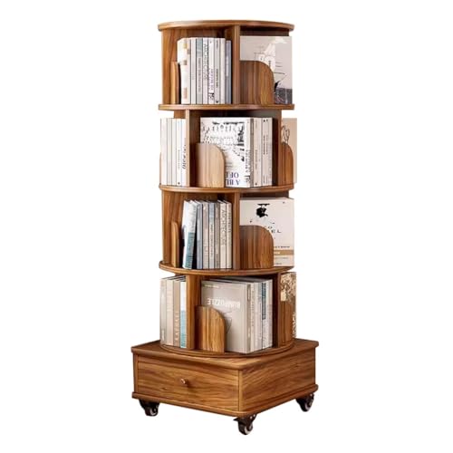 Um 360° drehbares Bücherregal, 4/5-stufiges drehbares Bücherregal, um 360° drehbares Aufbewahrungs-Eckregal mit Schubladen für das Wohnzimmer/Schlafzimmer zu Hause (Farbe: Braun, Größe: 46 x Um 360° drehbares Bücherregal, 4/5-stufiges drehbares Bücherregal, um 360° drehbares Aufbewahrungs-Eckregal mit Schubladen für das Wohnzimmer/Schlafzimmer zu Hause (Farbe: Braun, Größe: 46 x von GHKFEJGDEN