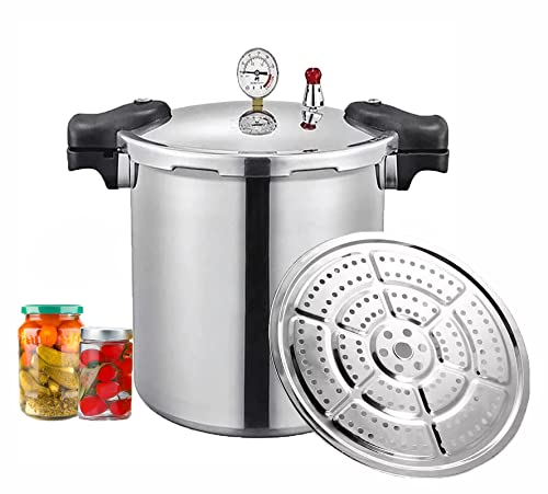 GHKWXUE 25 Quart Schnellkochtopf & Induktionskompatibel gebaut Pressure Cooker - in Luxus-Digitalmanometer Mit 1 Dampfgareinsatz & Druckentlastung 13 PSI (+/- 5%) druckkochtopf | Lieferung aus DE von GHKWXUE