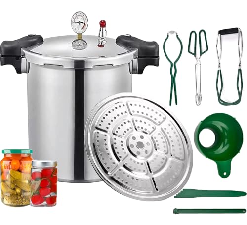 25 Quart Schnellkochtopf & Induktionskompatibel gebaut pressure cooker - in Luxus-Digitalmanometer Mit 1 Dampfgareinsatz & Druckentlastung 13 PSI (+/- 5%) druckkochtopf | Lieferung aus DE von GHKWXUE