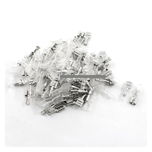 GHNQBAHID 100PCS/50Pairs 6.3mm Female Spade Crimp Terminals Electrical Insulating Sleeve Wire Wrap Connector von GHNQBAHID
