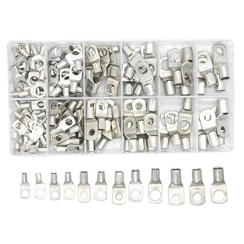 GHNQBAHID 140Pcs SC Tinned Copper Lug Terminals Ring Seal Wire Connectors Cable Crimped/Soldered Terminal Assortment Kit GHNQBAHID 140Pcs SC Tinned Copper Lug Terminals Ring Seal Wire Connectors Cable Crimped/Soldered Terminal Assortment Kit von GHNQBAHID