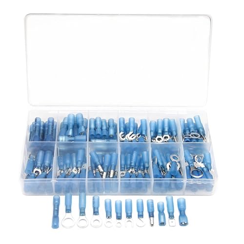 GHNQBAHID 180Pcs Spade Terminals Insulated Crimp Ring Butt Spade Marine Automotive Terminals Heat Shrink Wire Connector Kit von GHNQBAHID