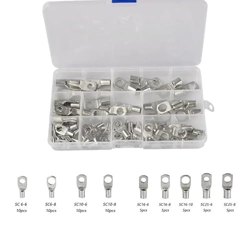 GHNQBAHID 65Pcs SC6-SC25 Terminals Lug Tinned Copper Lug Ring Seal Wire Connectors SC Cable Crimped Terminal Assorted Kit GHNQBAHID 65Pcs SC6-SC25 Terminals Lug Tinned Copper Lug Ring Seal Wire Connectors SC Cable Crimped Terminal Assorted Kit von GHNQBAHID