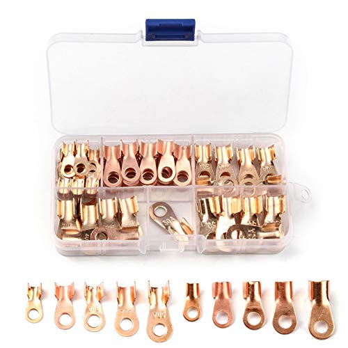 GHNQBAHID 70pcs Open Ring-Type Cable Wire Connector Non-Insulated Terminal Copper Lugs Crimp Terminals Kit 10A/20A/30A/40A/50A GHNQBAHID 70pcs Open Ring-Type Cable Wire Connector Non-Insulated Terminal Copper Lugs Crimp Terminals Kit 10A/20A/30A/40A/50A von GHNQBAHID