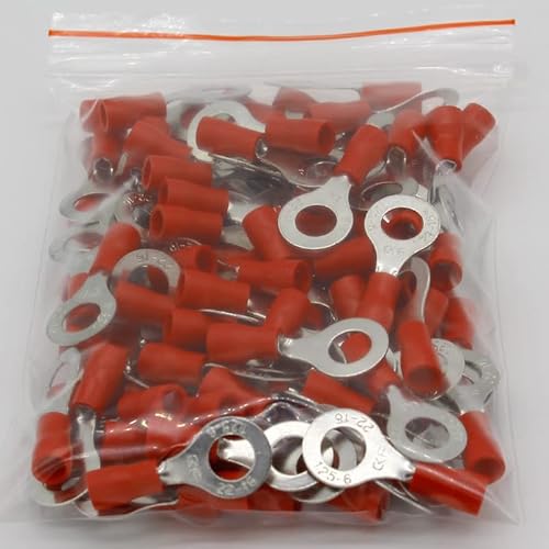 GHNQBAHID RV1.25-6 Red 22-16 AWG 0.5-1.5mm2 Insulated Ring Terminal Connector Cable Wire Connector 100PCS/Pack RV1-6 RV GHNQBAHID RV1.25-6 Red 22-16 AWG 0.5-1.5mm2 Insulated Ring Terminal Connector Cable Wire Connector 100PCS/Pack RV1-6 RV von GHNQBAHID