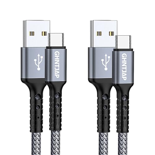 GHNTJAP USB C Kabel, [2 Stück 2m] Ladekabel USB C Nylon Geflochten Schnellladekabel,USB A auf USB C Kabel für iPhone 16 15 Pro Max,Galaxy S24 S23 S22,Huawei P60,Xperia XZ von GHNTJAP