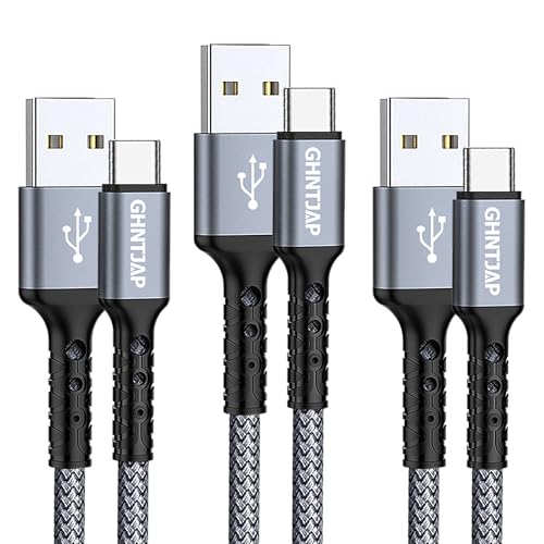 GHNTJAP USB C Kabel, [3 Stück 1m] Ladekabel USB C Nylon Geflochten Schnellladekabel,USB A auf USB C Kabel für iPhone 16 15 Pro Max,Galaxy S24 S23 S22,Huawei P60,Xperia XZ von GHNTJAP