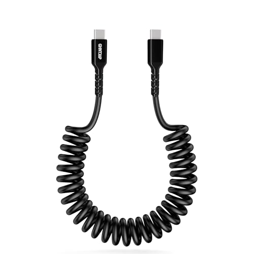 GHNTJAP USB C Spiralkabel,[0.4M-1.2M] 60W USB C Schnellladekabel und Datenkabel für Android Auto,Carplay,iPhone 16 15 Pro Max,Galaxy S24 S23 S22,MacBook,iPad Pro-Schwarz von GHNTJAP