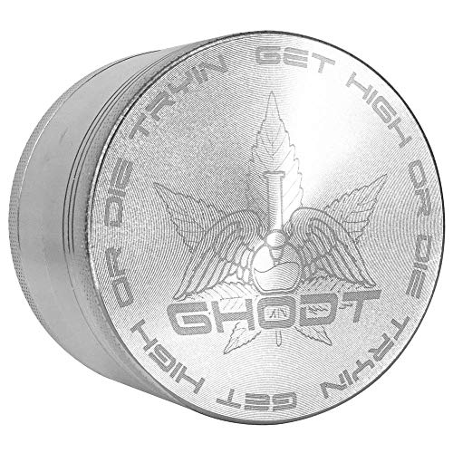 GHODT 30mm Alu Grinder Pollinator 4-Teilig mit Sieb aus CNC gefrästen Aerospace Aluminium Shark Teeth Siebgrinder | Für den Gebrauch von Kräuter- und Tabakwaren von GHODT