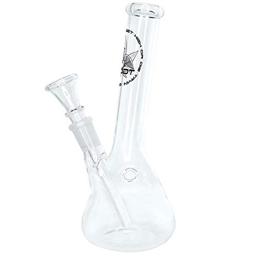 GHODT Bong aus Glas ca 18-20cm, 22mm Durchmesser - 14.5 Chillum - Glasbong leicht abgewinkelte Form von GHODT