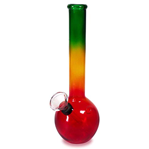 GHODT Bong aus Glas 20cm 24mm Durchmesser - 14.5 Steckchillum - Rasta Style - inklusive Sieb von GHODT