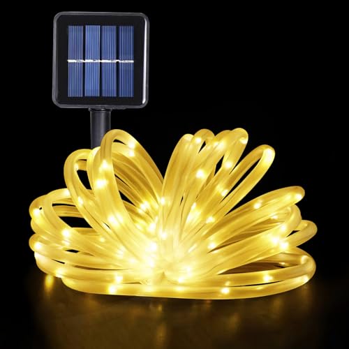 GHONLZIN Solar LED Lichterkette Garten，Wasserdichte Solar lichtschlauch 12 Meter 8 Modi 100 LED Lichtschlauch Lichterkette für Hochzeit,Party und Weihnachten Dekorationen von GHONLZIN