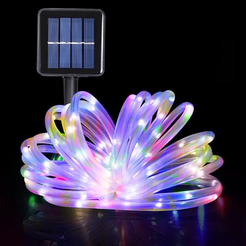 GHONLZIN Solar LED Lichterkette Garten，Wasserdichte Solar lichtschlauch 12 Meter 8 Modi 100 LED Lichtschlauch Lichterkette für Hochzeit,Party und Weihnachten Dekorationen von GHONLZIN