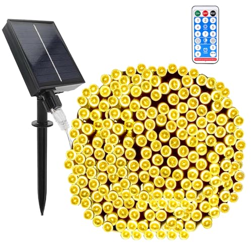 GHONLZIN Solar Lichterkette Aussen, Wasserdicht Solarlichterkette mit Fernbedienung 22 Meter 8 Modi 200 LED Solar Lichterkette Garten für Draußen Party Hochzeit Weihnachts Dekoration von GHONLZIN