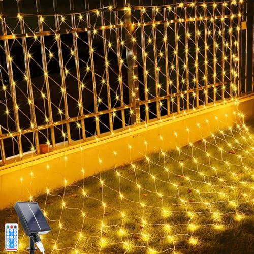 Solar Lichterkette, 1.5x1.5m LED Lichternetz Lichterkette , 96 LEDs 8 Modi Weihnachtsbeleuchtung Außen Wasserdicht Lichternetz mit Fernbedienung Timer für Geburstag, Hochzeit (1.5*1.5M, Warmes Weiß) Solar Lichterkette, 1.5x1.5m LED Lichternetz Lichterkette , 96 LEDs 8 Modi Weihnachtsbeleuchtung Außen Wasserdicht Lichternetz mit Fernbedienung Timer für Geburstag, Hochzeit (1.5*1.5M, Warmes Weiß) von GHONLZIN
