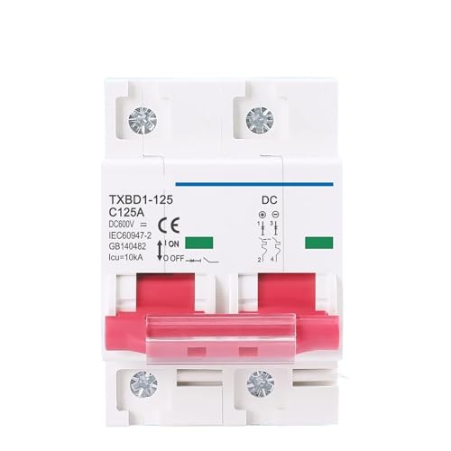 2P DC 600V Solar Circuit Breaker Batterie Schalter 125A 100A DC MCB for Photovoltaik PV System(125A) von GHOUNP
